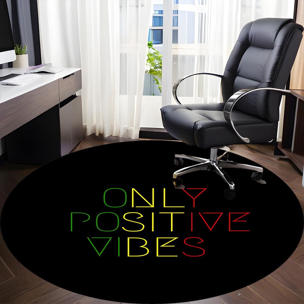1pc Positive Vibes Chair Carpet for Office Non Slip, Lightweight, Machine Washable Rug for Office Holiday Decor