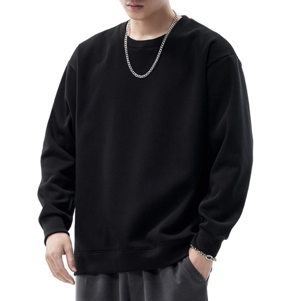 Men's And Women's Solid-color Casual Round-neck Long-sleeved Top, Men's Fitted Base Sweatshirt