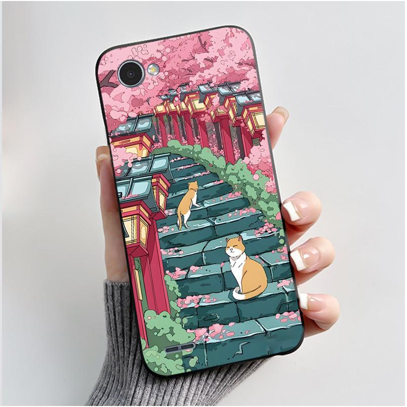 Cute Case For LG Q6 Fundas LG G6 Mini Capa Coque Printing Shell Protective Cover Soft Silicone Cartoon Black Casing