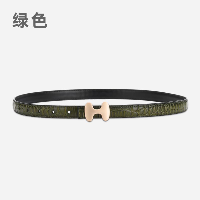 

Ремень из кожи в стиле ретро, тонкий, женский, с рисунком крокодила, с украшением на талию, из коровьей кожи 105cm