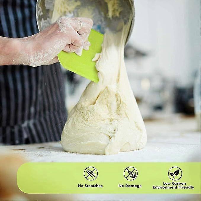 Dough Scraper Dough Card Dough Cutter Dough Spatula Dough Scraper Card - 3P 4.7x3.7'' PE Plastic BPA Free Flexible Sharp Edge Corner Non-Slip Cake Scr