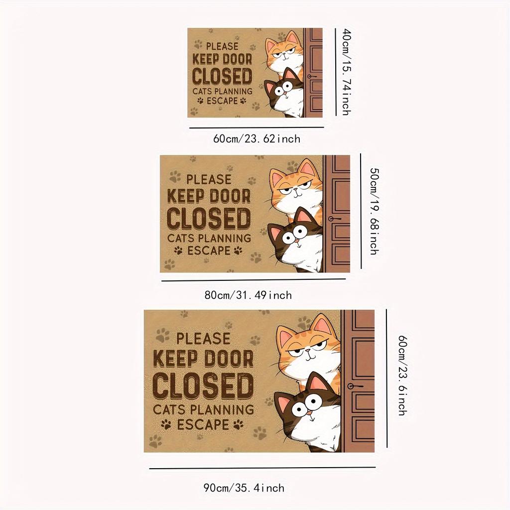 1pc Cat Welcome Doormat Keep Door Closed Cats Planning Escape Doormat Household Machine Indoor Decoration Floor Mat Polyester Mat Mat