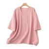 Summer Retro Floral Linen Pullover - Artistic Fresh Five-Sleeve Top
