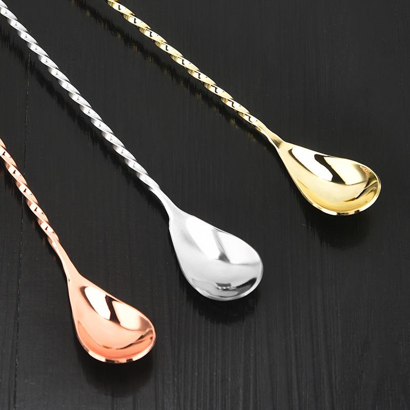 304 Stainless Steel Twisted Bar Spoon with Tear Drop Design for Cocktails
