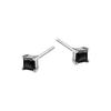 Silver Small Square Earrings with Black Cubic Zirconia