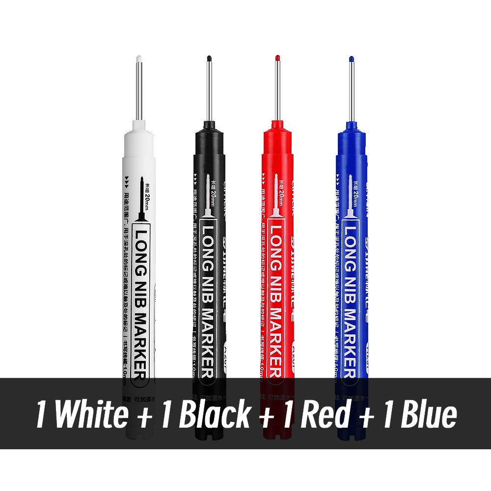 1/20 stuks 20 mm Diep Gat Lange Puntige Kop Markers Voor Metaal Perforatie Pen Waterdicht Badkamer Houtbewerking Decoratie Multi-Doel bruin