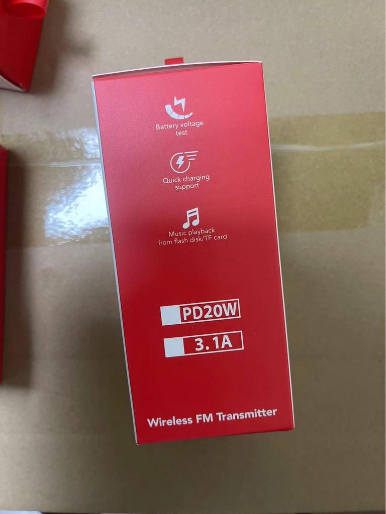 Car Bluetooth MP3 Player with Hands-Free Call, Voice Broadcast, PD Fast Charging, and USB Flash Drive.