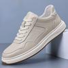 Fashion Men's Genuine Leather Casual Shoes Premium Top Grain White Sneakers Platform Sole Comfortable Durable Fashion Footwear Sneakers