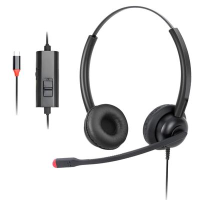 Callez Headset with Noise PC Type C Wired Remote Control Volume Mute Type C Compatible with Web from For Left and Right Lightweight USB-C Microphone,
