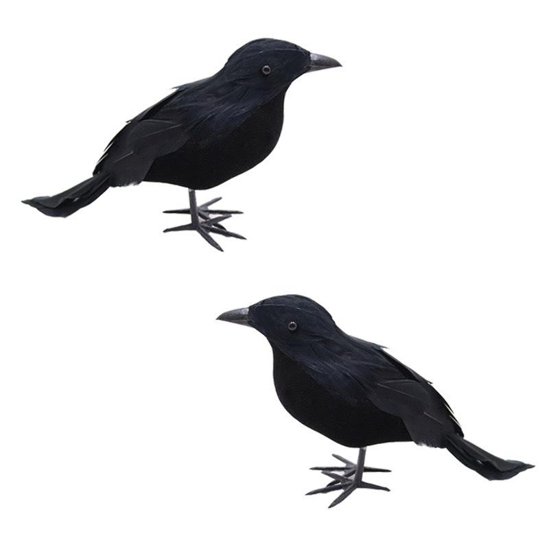 Halloween Crow Figurine - Small Bird Ornament for Tabletop & Party Decor