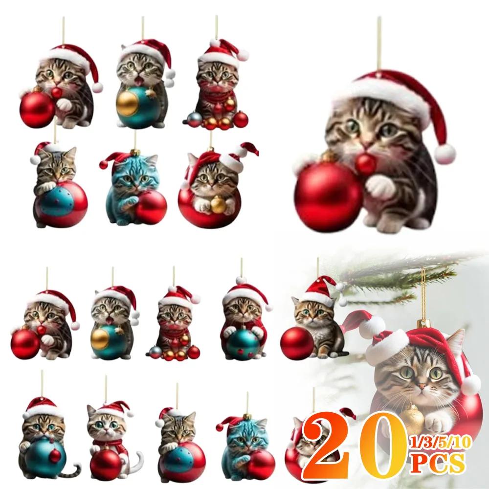 

Acrylic Fun Cat Car Charms Cat Christmas Ball Christmas Tree Ornament Christmas Ornaments Personalized Pendant Party Supplies 1PC