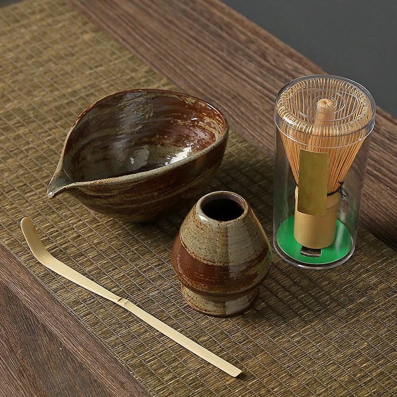 4pcs/set Japanese Style Matcha Tea Set With Tool Rack, Including Bowl, Whisk, Spoon, Great Gift For Ceremony, Traditional Japane