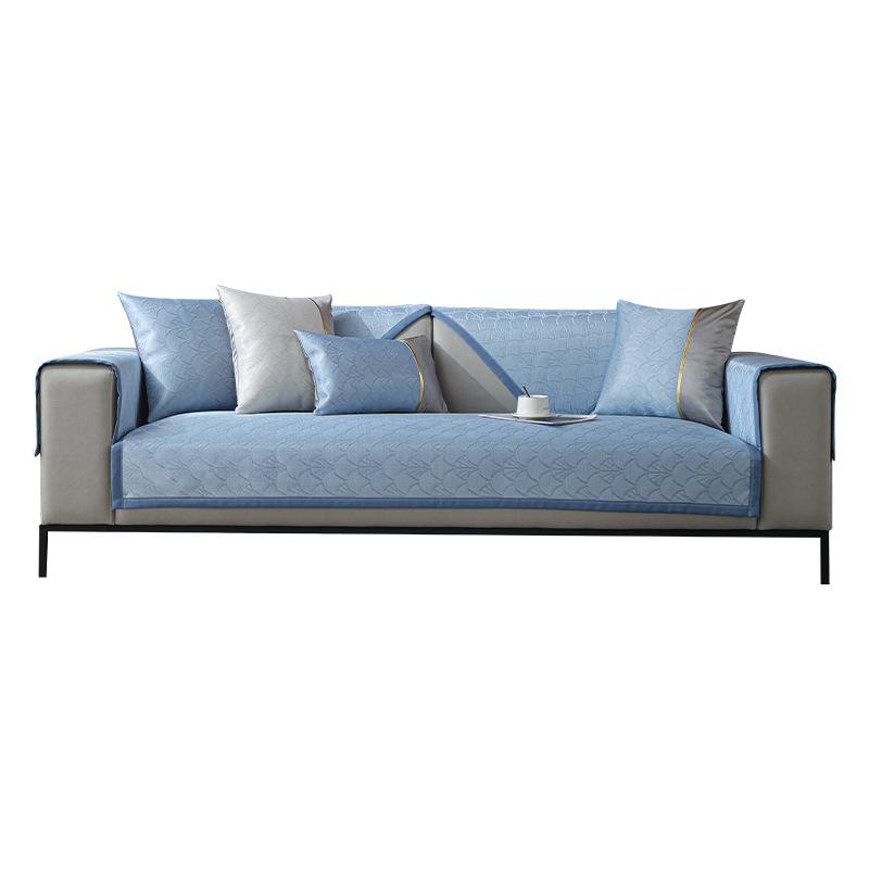 Summer Ice Silk Sofa Cushion Simple Non-Slip Solid Color Sofa Cushion Universal Rattan Mat Sofa Cover Cloth Summer Mat