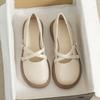 French Chunky Heels Fashion Women  Summer New Round Head Casual Mary Jane Shoes Ladies Leather Sandals  De Mujer