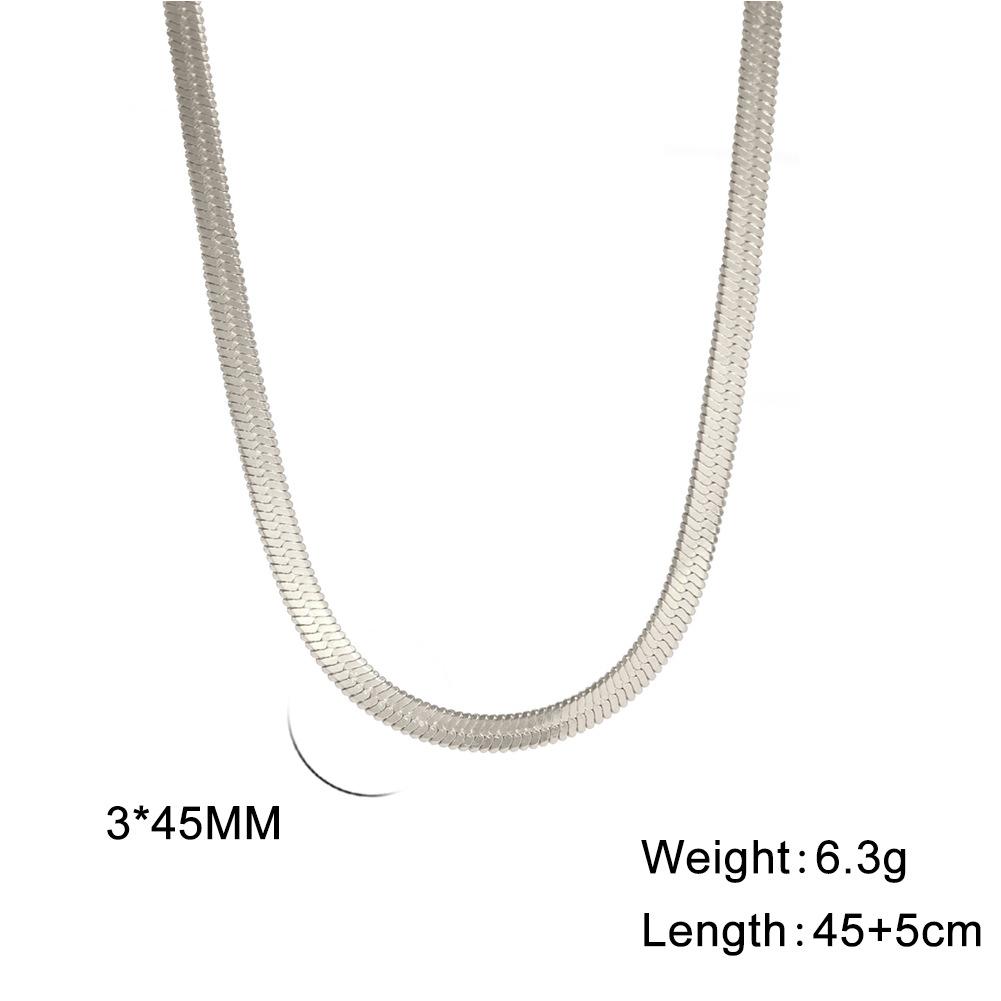 Simple Snake Chain Gold Necklace Unisex Fashion Jewelry Popular Collarbone Chain