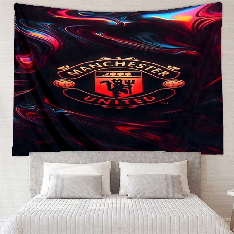 Manchester United Crest Printed Tapestry, for Bedroom,Livingroom, dormitory, Large Wall Decor, Fabric Decor Fan Birthday Gifts