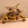 Brass Sundial Compass with Wooden Box: Nautical Maritime Decor