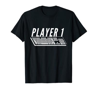 1 Player Gamer Keyboard Warrior PC Gamer Gaming Couple T-Shirt