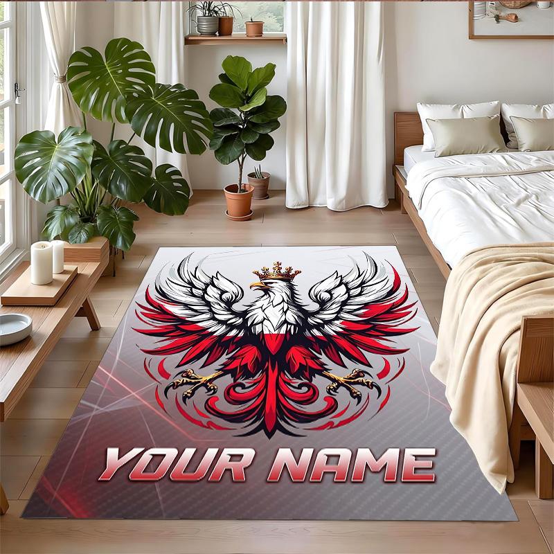 Crystal Velvet Rug Custom Name Text, Soft Non Slip Floor Mat Home DecorPoland