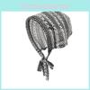 Womens Knit Hat With Black White Stripes Windproof Breathable For Spring Summer
