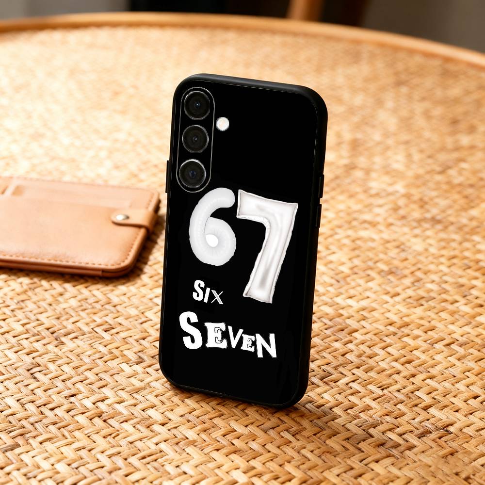 67 Six Seven Phone Case For Samsung A73,72,71,53,52,51,22,91,80, Soft Black Cover