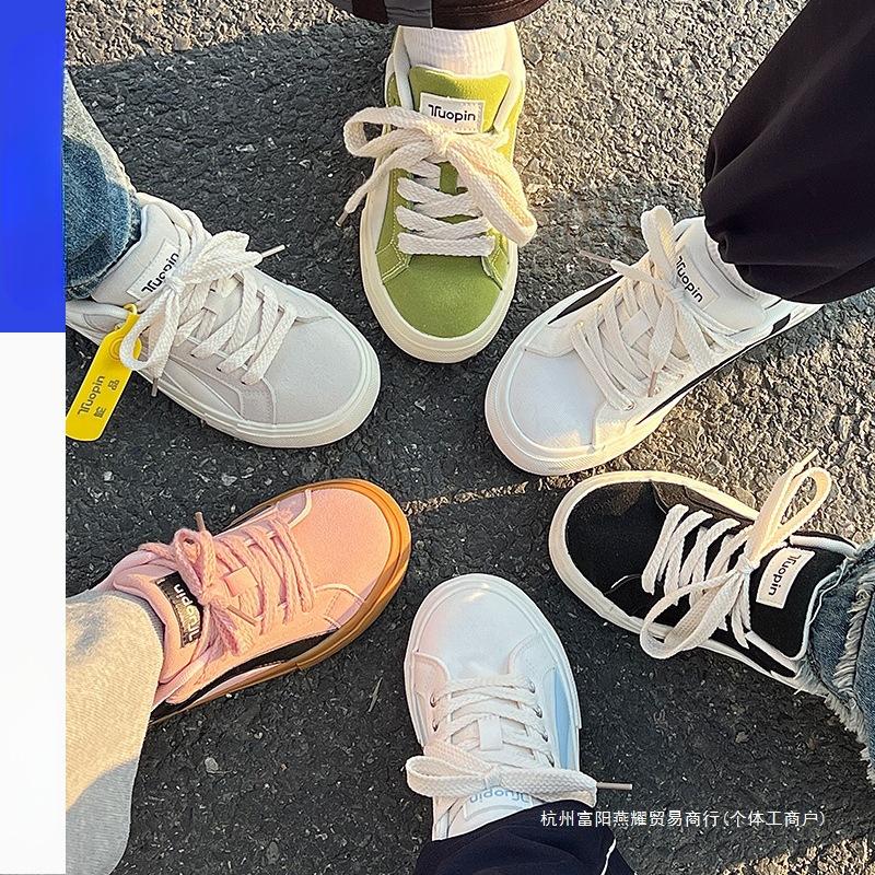 Pipin Pai Shoes Board Shoes Women's Autumn and Winter Original Niche Versatile Bread Shoes Dopamine Canvas Casual White Shoes