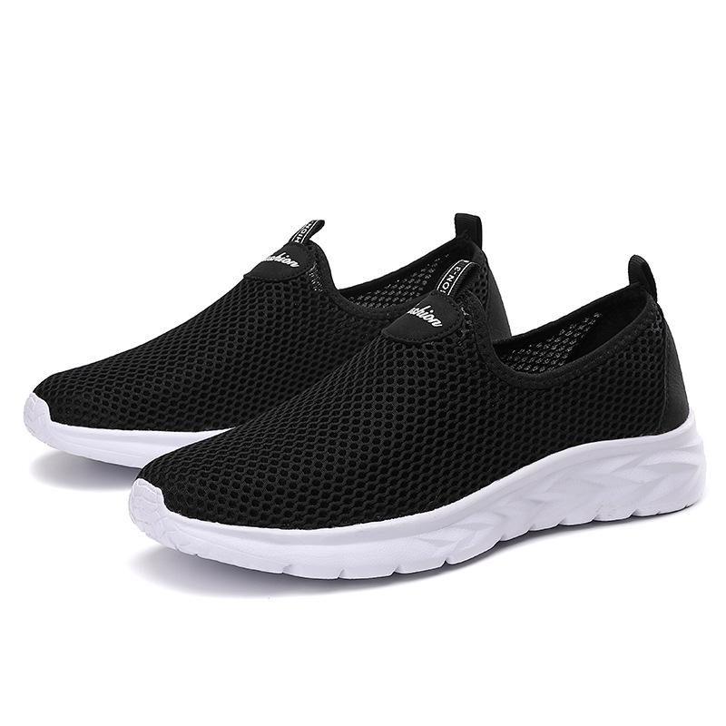 Men's Plus Size Summer Breathable Slip-on Mesh Shoes - Lightweight Soft Sole for Walking, Travel, Sports