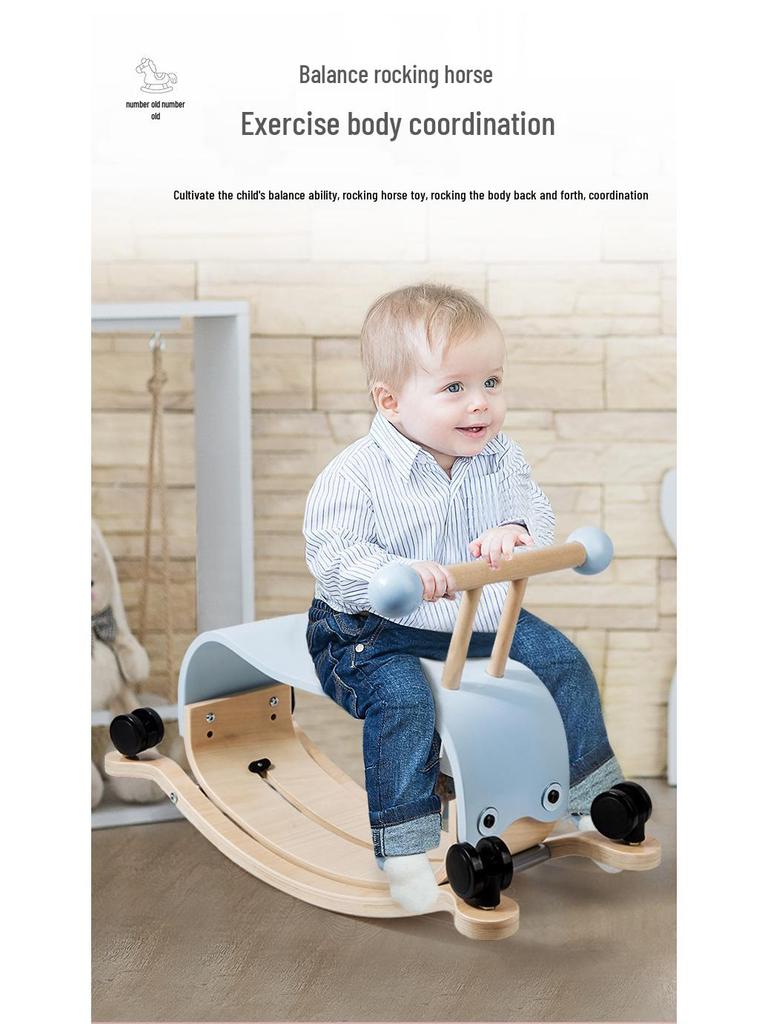 2-in-1 Wooden Rocking Horse & Stroller for Toddlers - Ideal Birthday Gift for Ages 1+