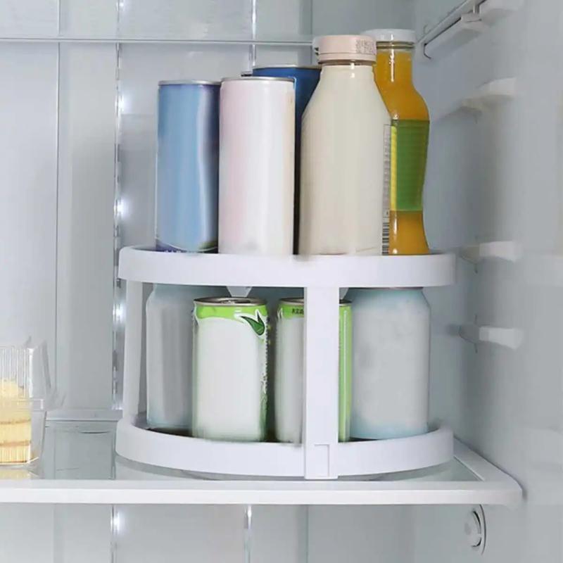 1pc 2 Layer 360 Degree Rotating Spice Storage Rack Non Slip Turntable Storage Tray Cosmetic Storage Box Space Saving Design