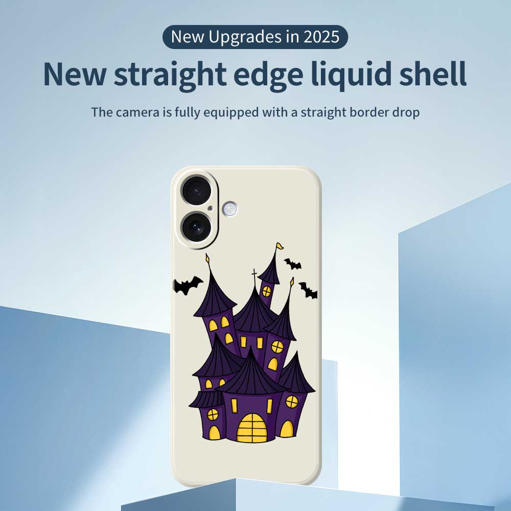 For iPhone 17 Case Bat Castle Pattern Printing Straight Edge TPU Phone Back Cover