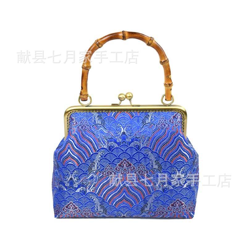 Handmade gold bag bamboo handle brocade cheongsam mouth gold bag handbag