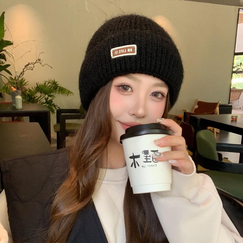 New New Hat Women'S Blended Wool Knitted Wool Hat Winter Warm Student Pullover Hat Tide