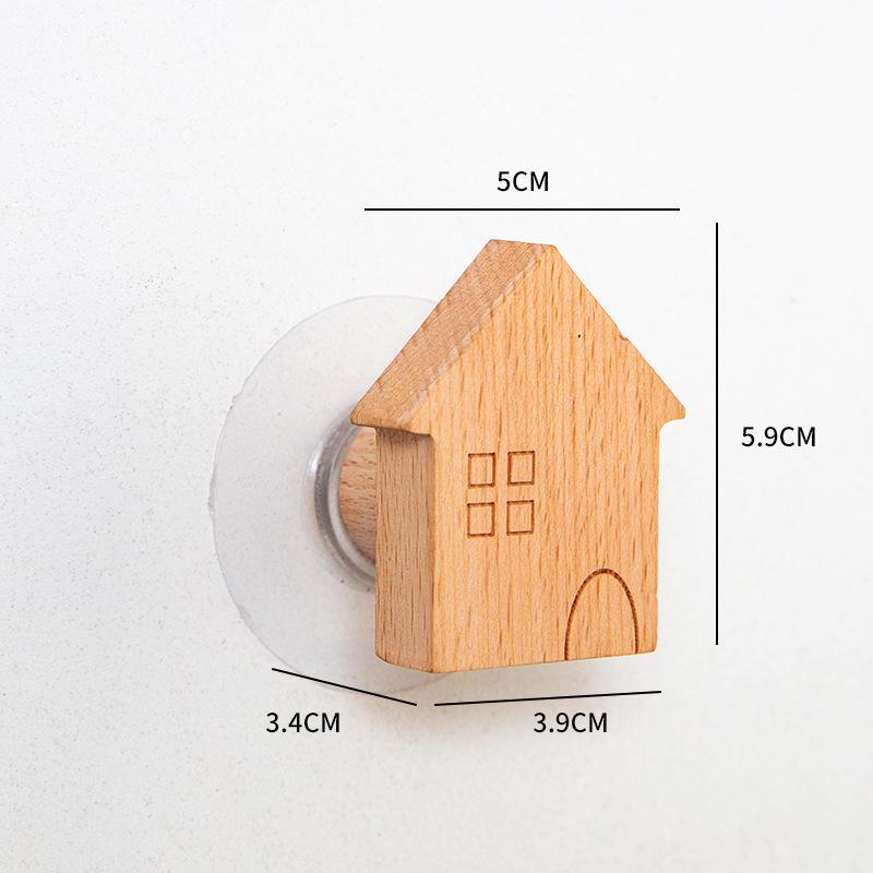 Nordic Solid Wood Star & Moon Wall Hook Set - Punch-Free Design for Coats & Hats