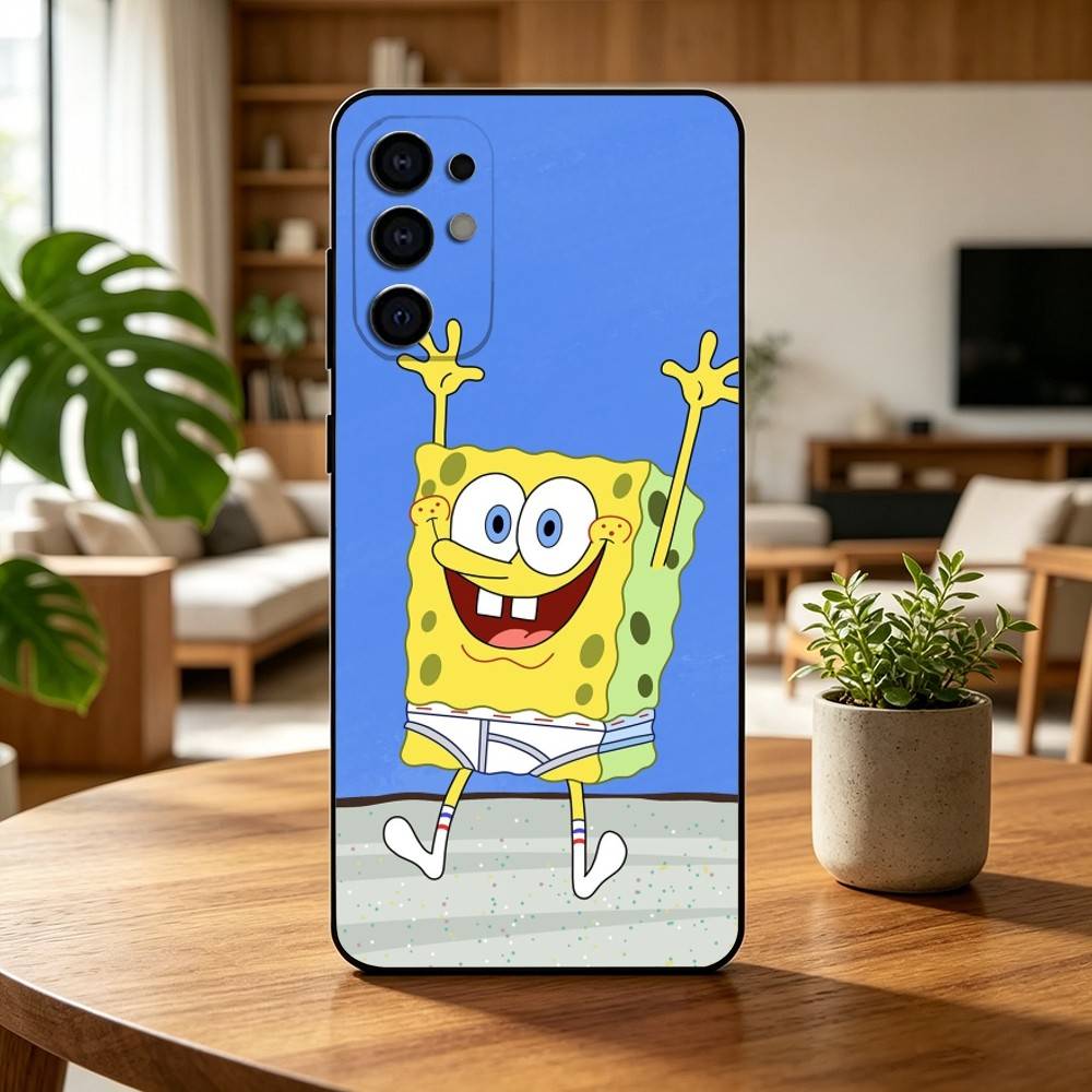 Animation S-Sponge Funny Z-Bob Phone Case Black Silicone Soft For Samsung S25,S24,S21,S22,S23,S30,Ultra,S20,Plus,Fe,Lite