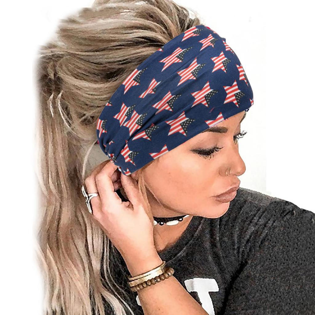 Wide Bandana Headbands for Women Boho Bandeau Headbands Knot Hair Scarf Bands Stretch Floral Printed Non Slip Headbands Elastic