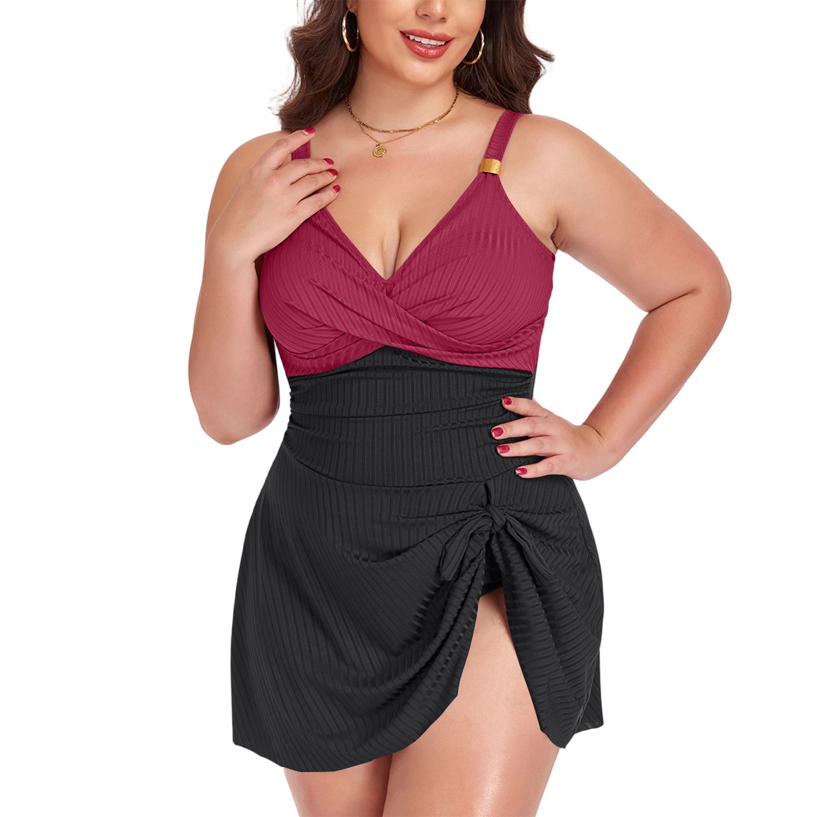 

Women s Plus Size Swimsuit Bikini Swimsuit Sport Swimsuit XL винний