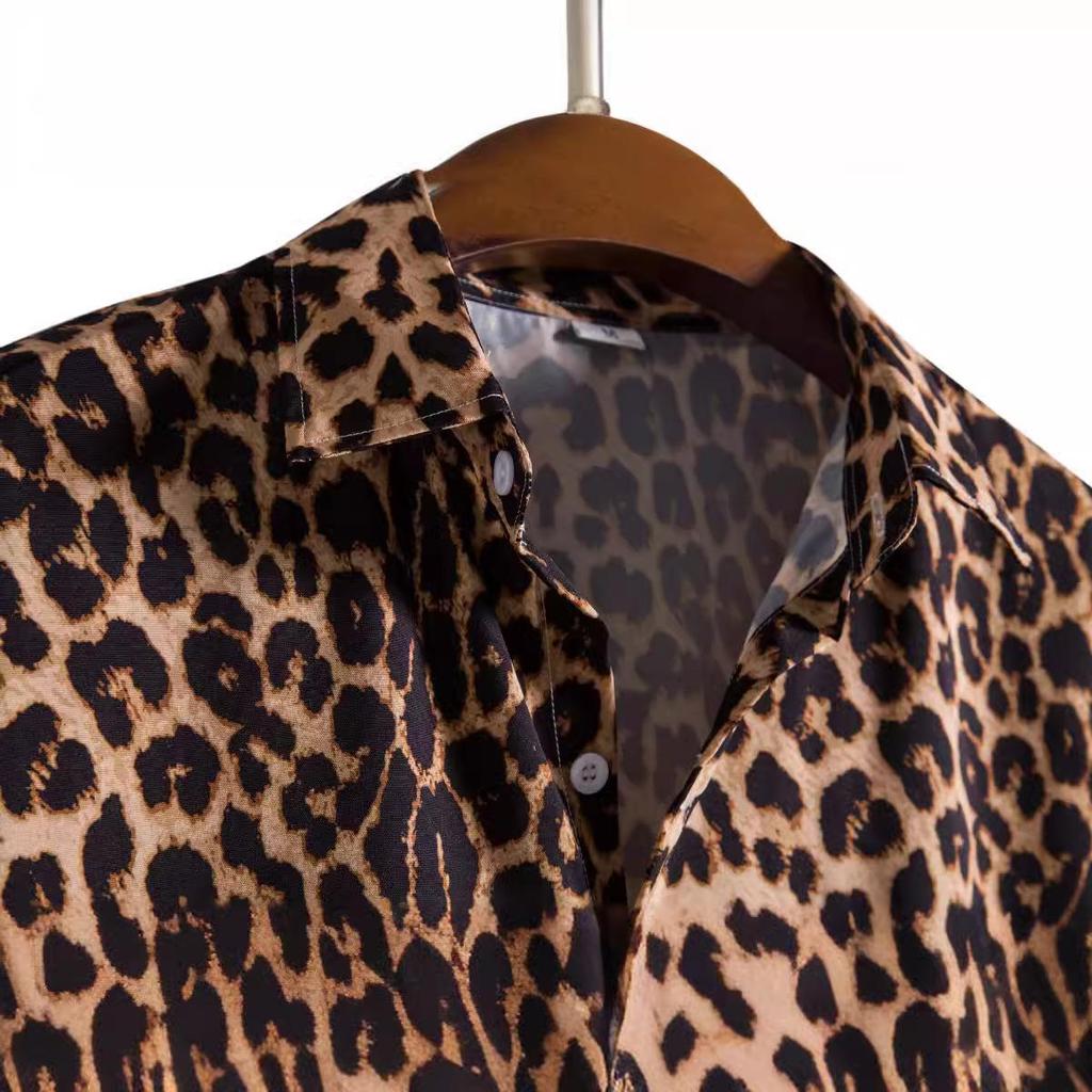 Pánská košile Leopardí květinová Slim Fit Krátký rukáv Havajská košile Párty Pláž Ležérní košile Plus Size