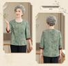 Silk Short-Sleeve Tang Shirt for Elderly Women