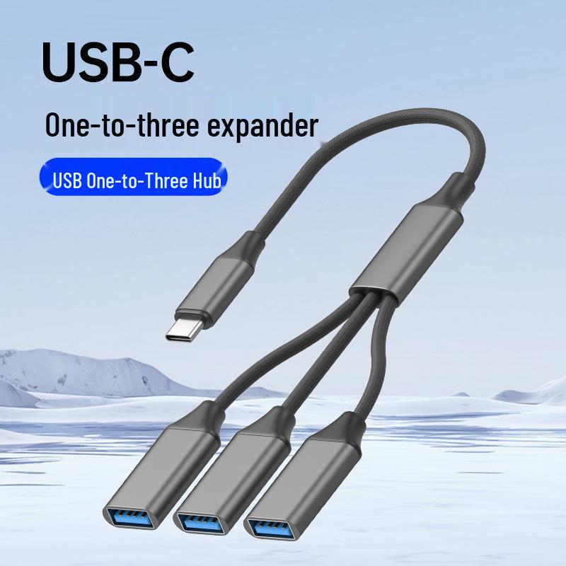 Type-C to USB 3.0 One-to-Three Splitter Hub for Keyboard and Mouse OTG Adapter