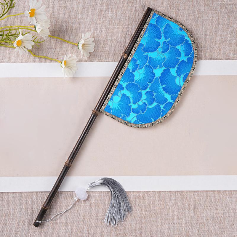 

1 шт. Элегантная длинная ручка в китайском старинном стиле с кисточками в форме веера, фиолетовый бамбуковый шик, высококачественный