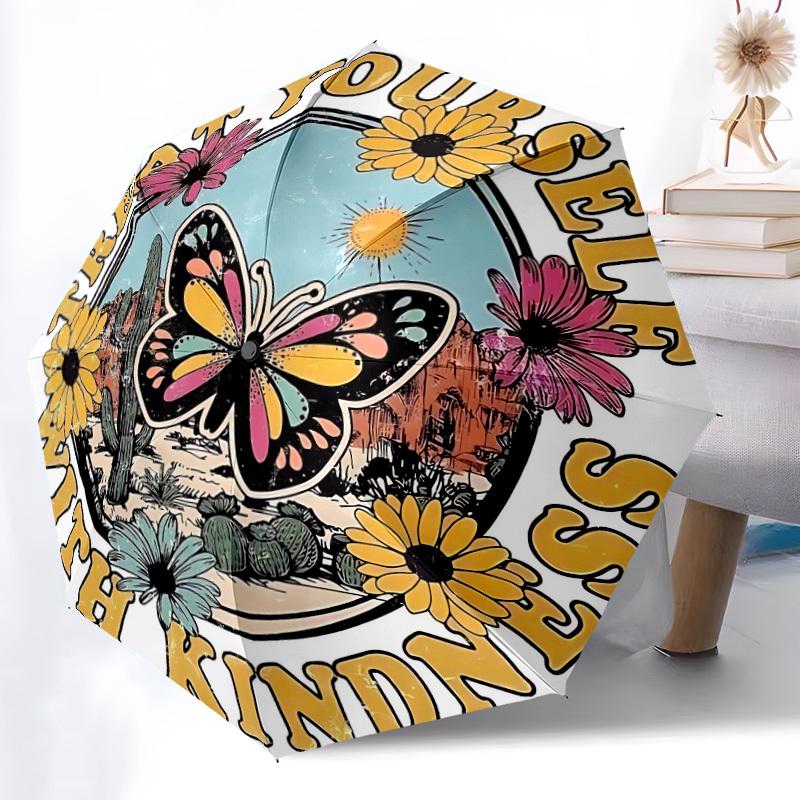 

1pc Kindness Butterfly Automatic Open/Close Umbrella - Compact Travel Umbrella, Gift for Birthday, Holiday yy260106047
