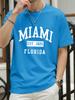 Miami Est 1825 Florida Stampa Maglietta Uomo Estate Cotone Magliette Oversize alla Moda Larga Abbigliamento Sportivo Casual Hip Hop Abbigliamento Unisex