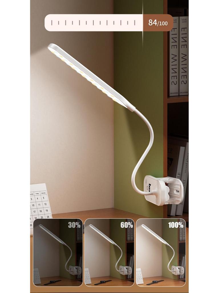 Eye-Friendly LED Clip-On Desk Lamp with Clock – Perfect for Study, Dorm, and Bedside Reading