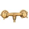 Rubinetto a Muro per Lavatrice in Ottone Antico Maniglie Doppie 2 Fori Miscelatore Acqua Fredda e Calda Rubinetto