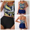 Women's Halterneck Bikini with Printed Cross Back - European and American Style Two-Piece Swimsuit