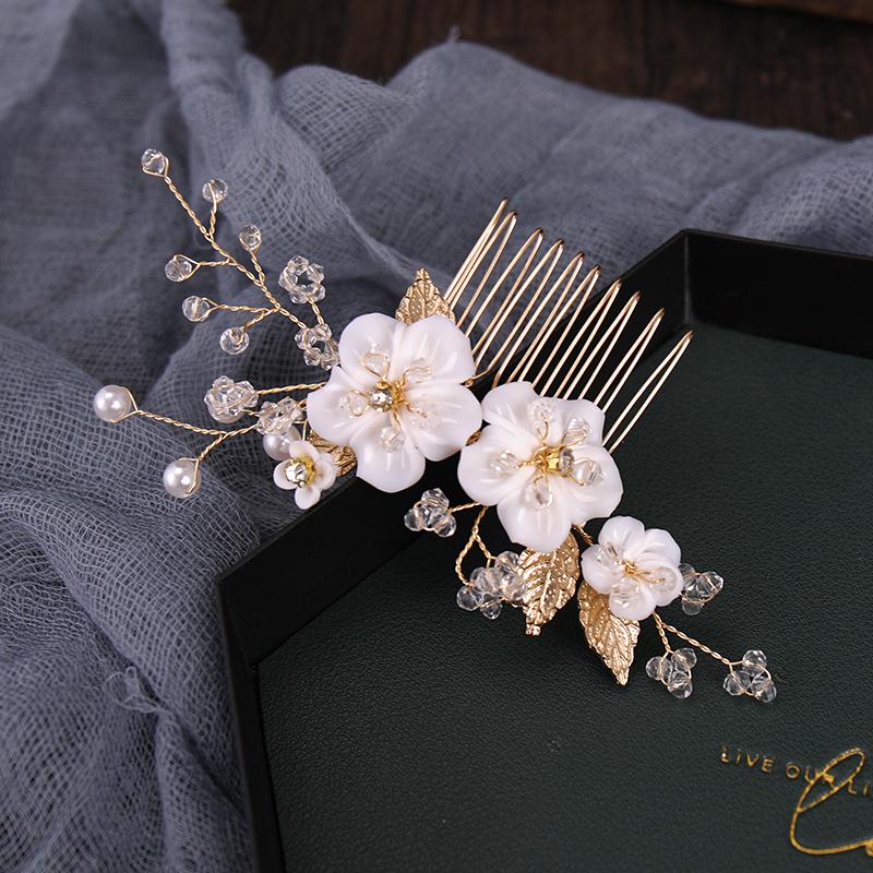Crystal Pearl Hair Comb Clip Hairpin For Women Rhinestone Flower Leaf Hair Comb Bridal Wedding Hair Accessories Jewelry Comb Pin