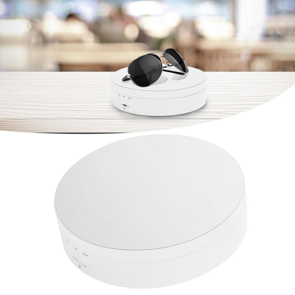 3 Speeds Electric Rotating Display Stand 360 Degree Turntable Jewelry Holder USB ChargingWhite
