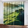 2PC Ocean Beach 3D Curtains Beautiful Landscape Pleasant Style Applicable Bedroom Balcony Living Room Kitchen Window Decor