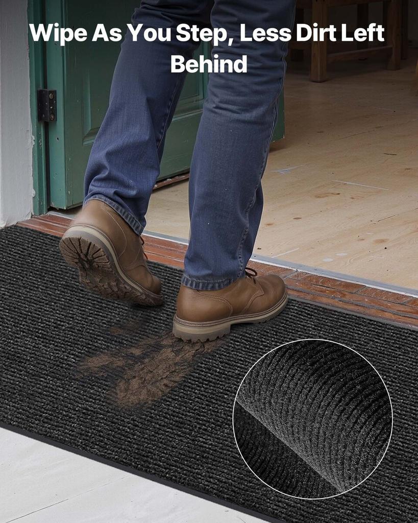 Front Door Mat, 3048 x 914 mm Commercial Floor Mat for Indoor and Outdoor, Stylish Striped Industrial Carpet with PVC Backing, Heavy Duty Washable