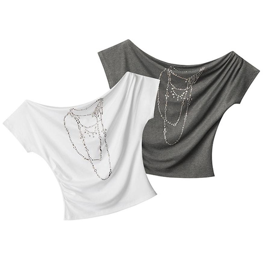 One Shoulder Short T-Shirt Cotton Tshirt Unisex Tops Tees Summer Short Sleeves T Shirt